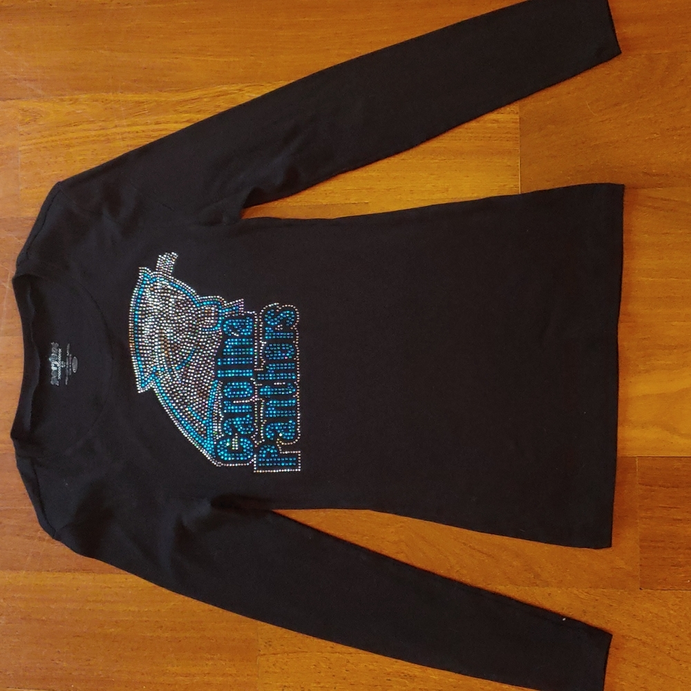 Carolina Panthers bling rhinestone long sleeve shirt size small
